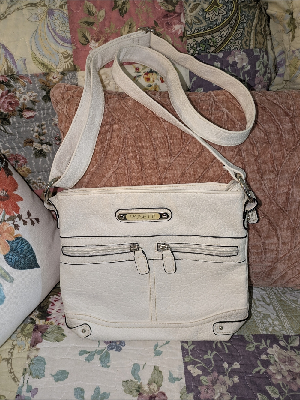 Rosetti White Faux Leather Crossbody Bag